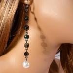Long Earrings - White and b..