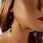 Long Earrings - White and b..