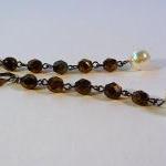 Long Earrings - White and b..